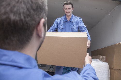 Local van loading boxes and furniture in Canary Wharf