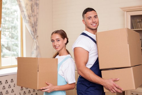 Loading and unloading items for a Canary Wharf flat move