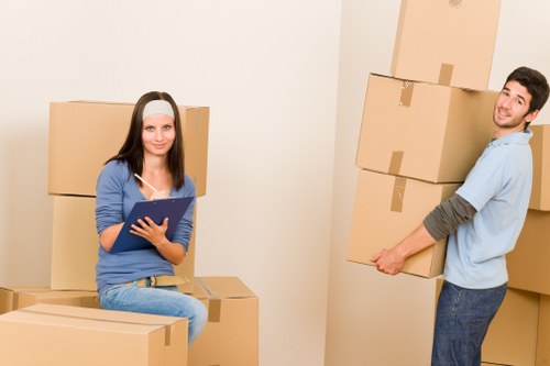 Commercial man with van removals for offices in Canary Wharf docklands area